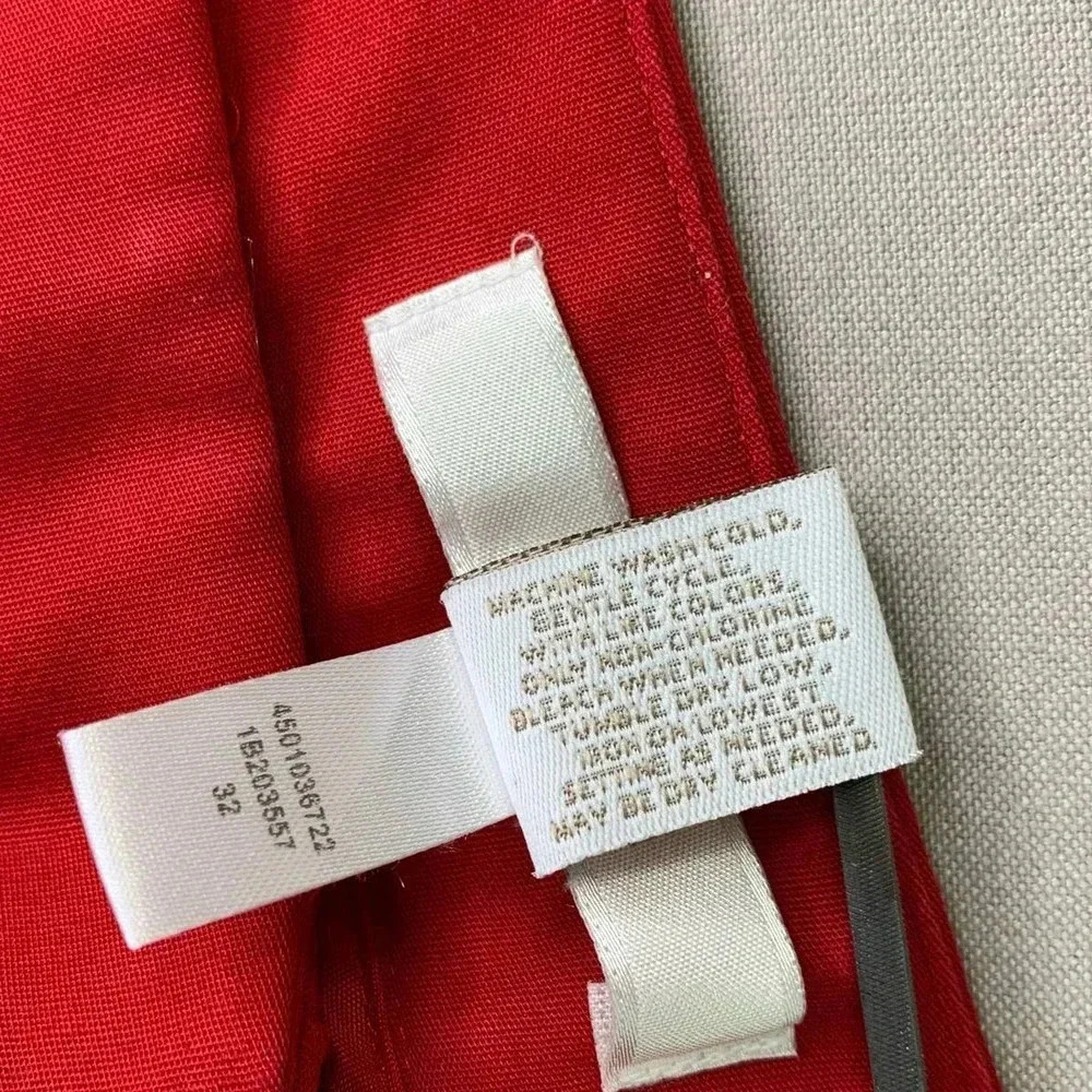 Chico's Red Cropped Chino Casual Pants Women Size L/14 Folded Cuff Straight Leg - Picture 15 of 16